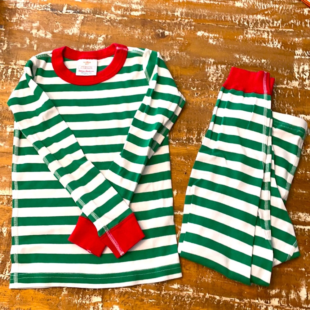 Hanna Anderrson, Green and red striped , Long John PJs, Size 6-7, Worn once